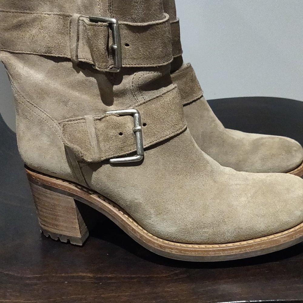 FREE LANCE PARIS TAN SUEDE  BIKER BOOTS